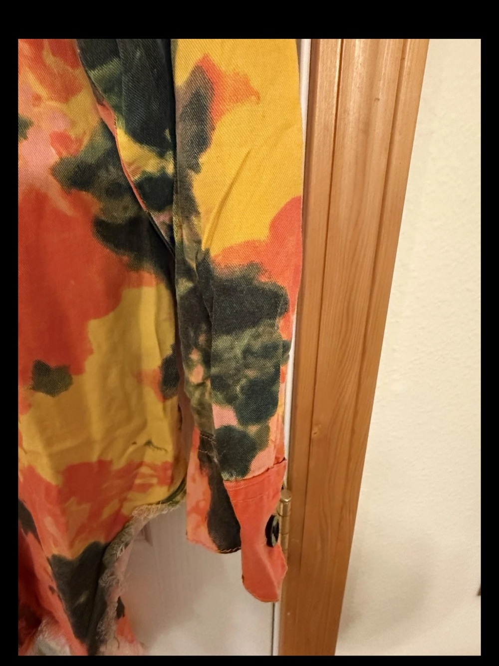 Thrill Jeans Hi Low Tie-Dyed Button Up Shirt Duster XL Destroyed Colorful Cotton - Picture 11 of 13